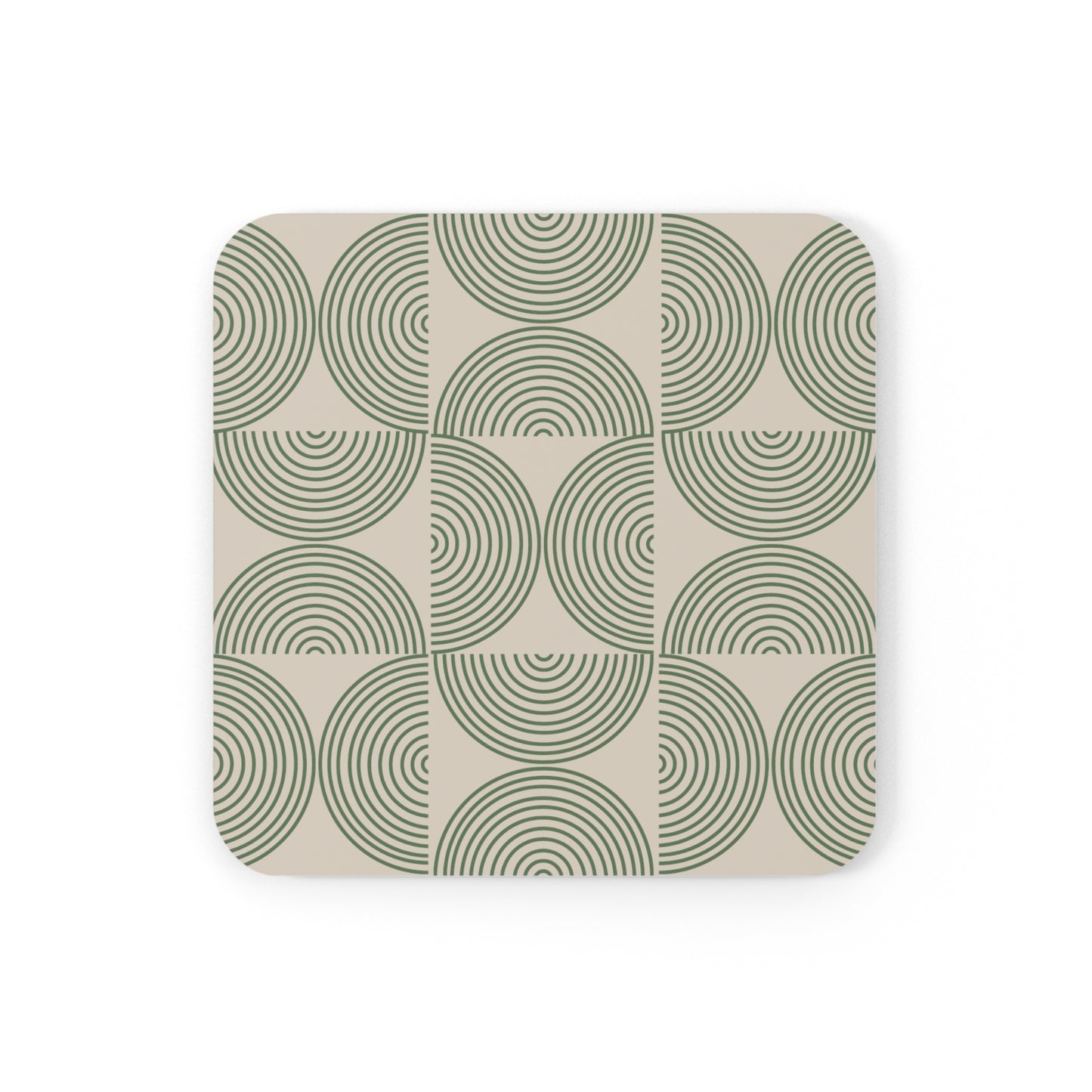 Green Pattern Bauhaus Cork Coaster