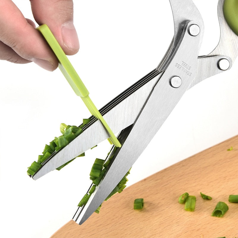 Herb scissors in use