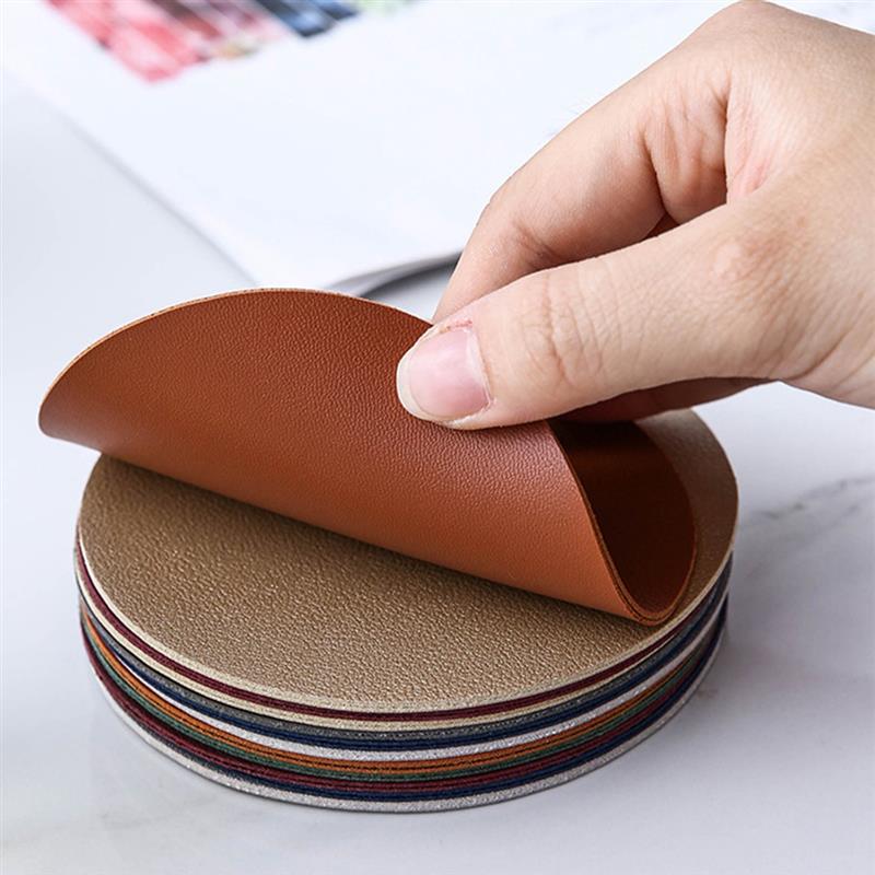 Multiple faux leather coasters