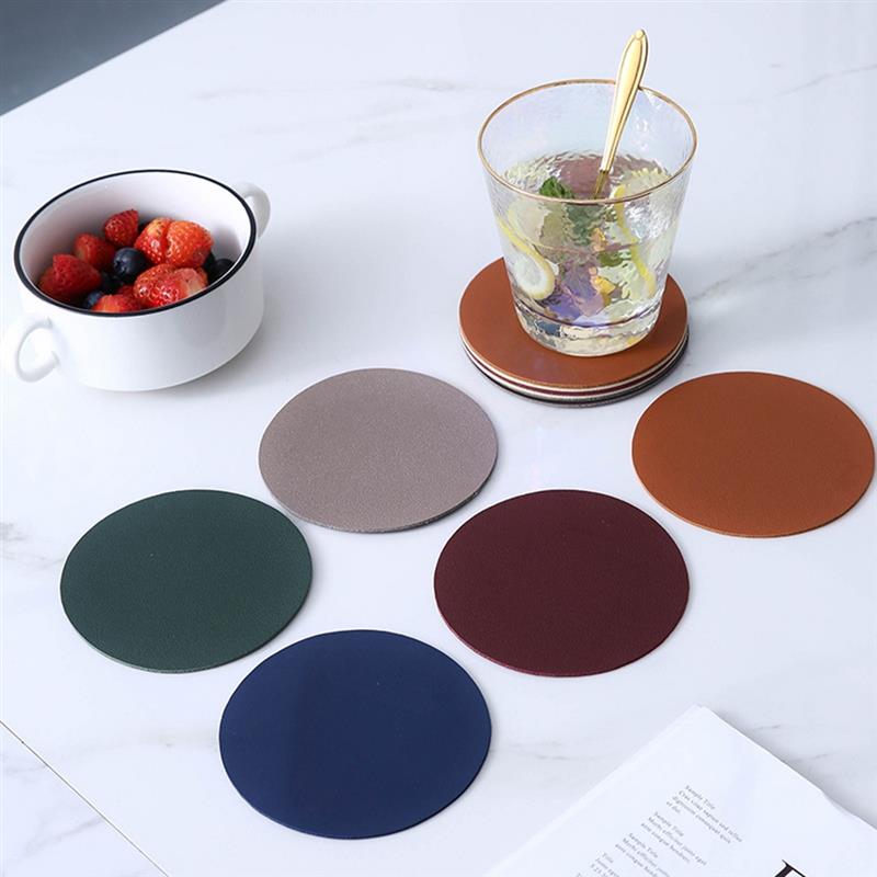 Multiple faux leather coasters