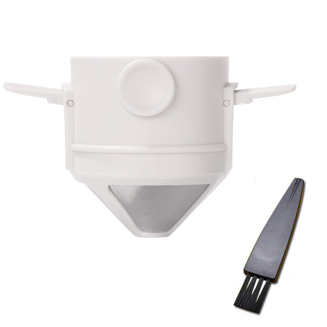 white paperless coffee filter with brush
