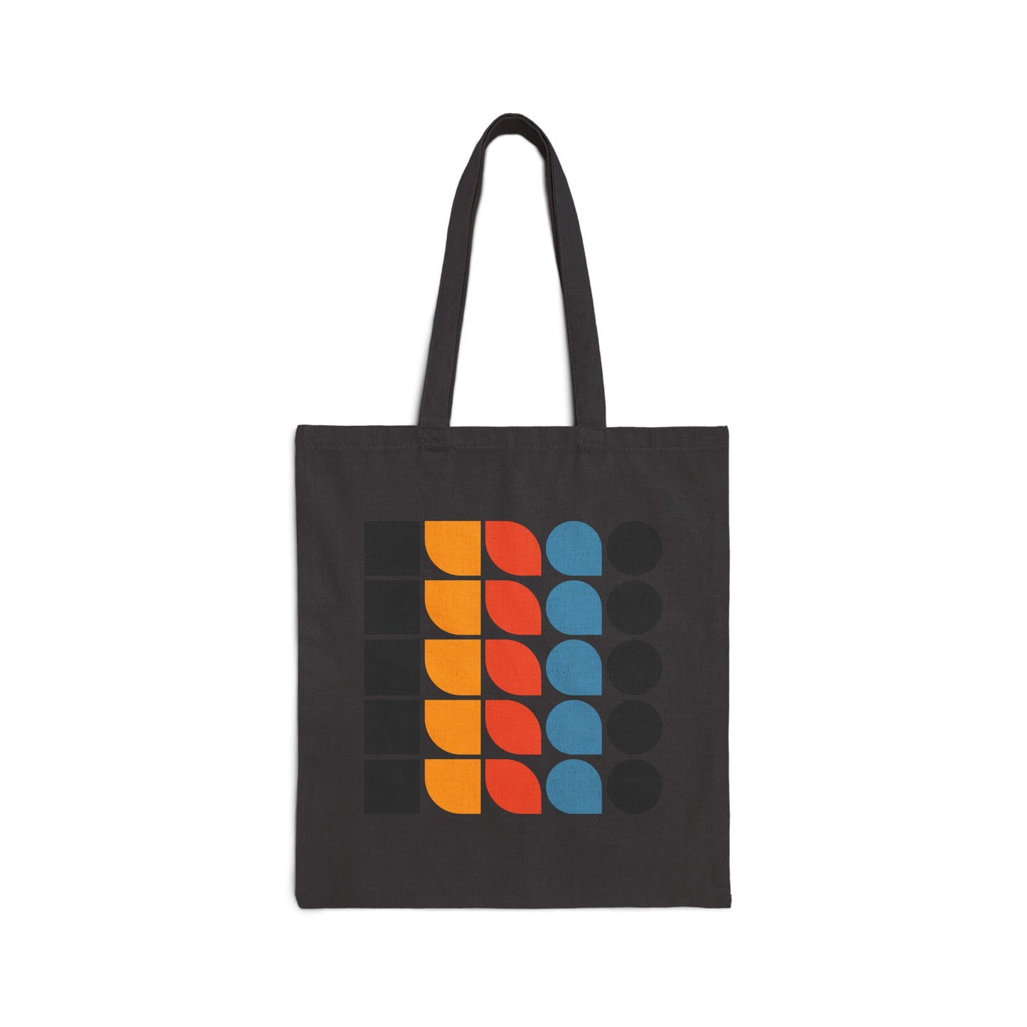 Front of black Geometric Colourful Bauhaus Canvas Tote Bag