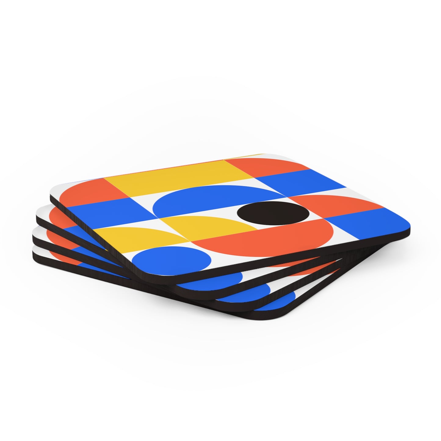 Abstract Colourful Bauhaus Cork Coasters Set of 4