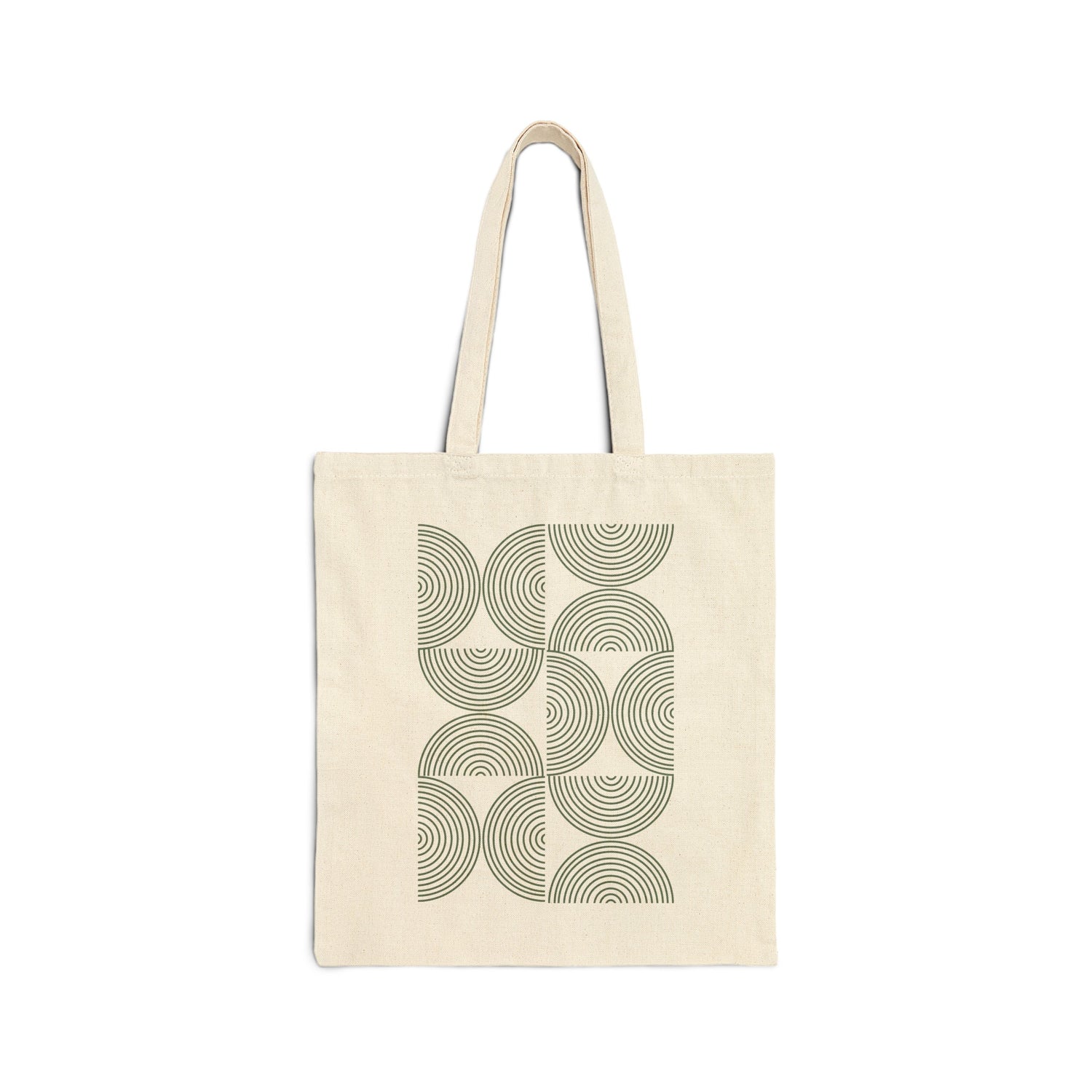 Front view of natural Green Pattern Bauhaus Canvas Tote Bag