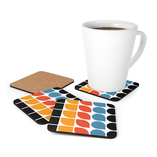 Geometric Colourful Bauhaus Cork Coasters Set of 4