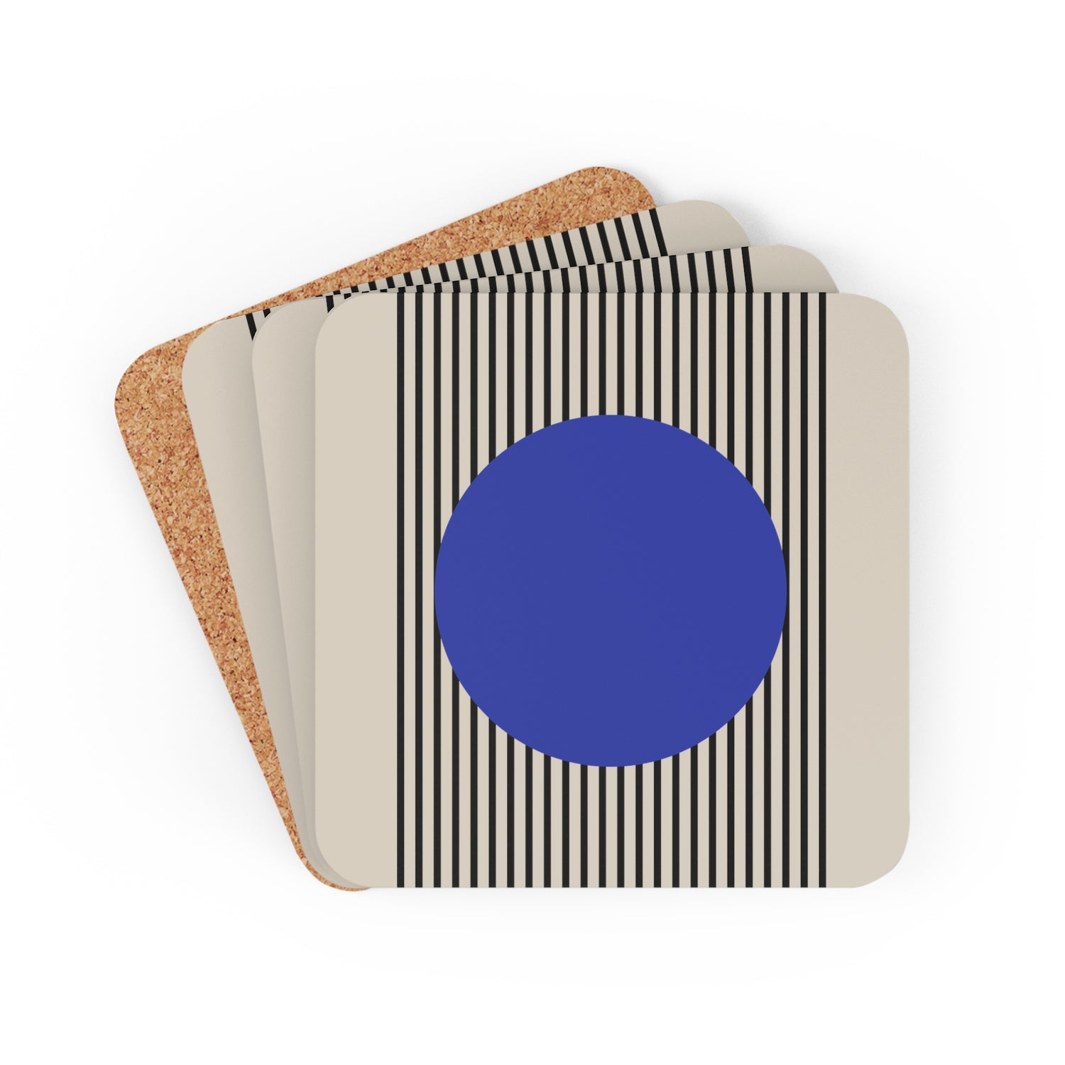 Blue Bauhaus Cork Coasters Set of 4