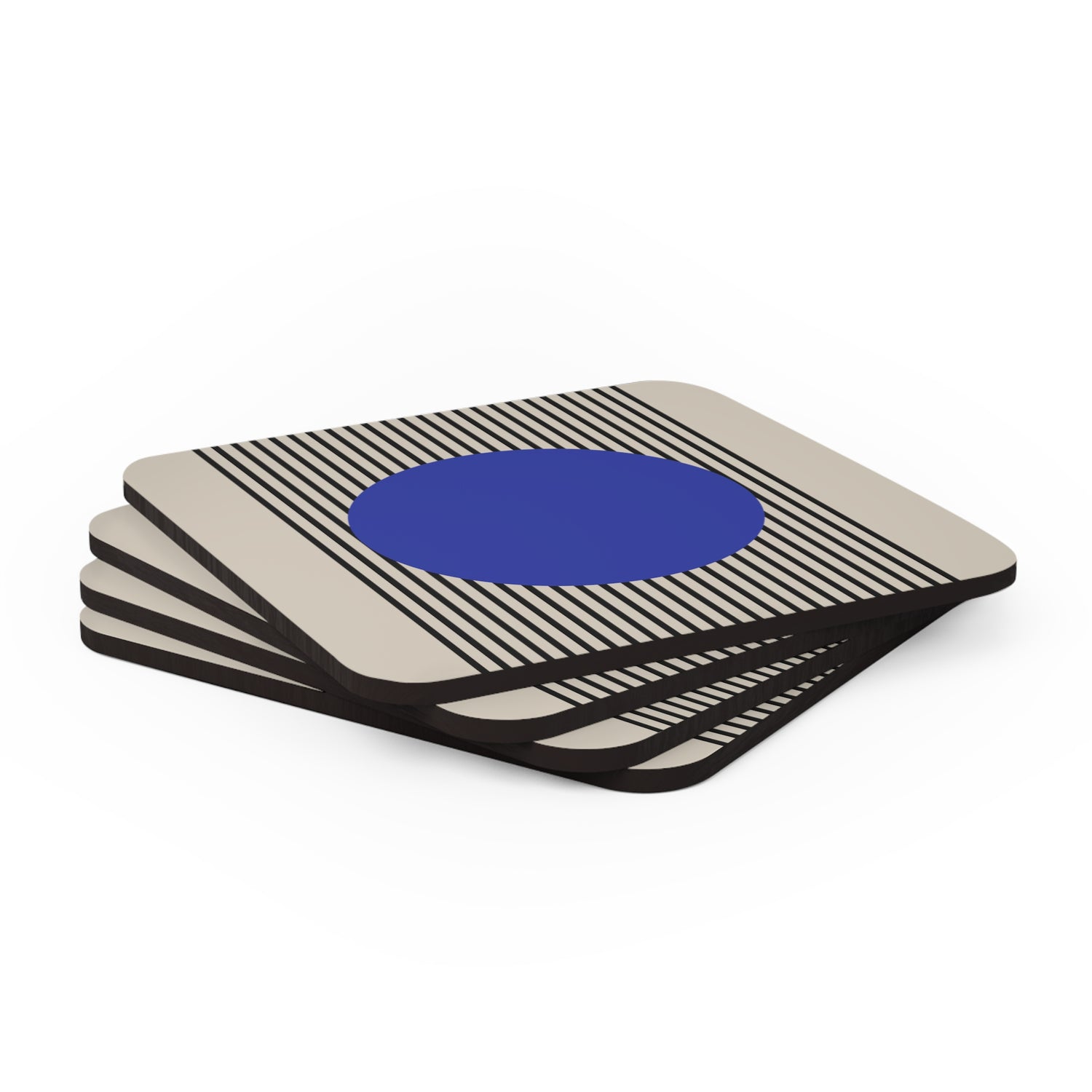 Blue Bauhaus Cork Coasters Set of 4