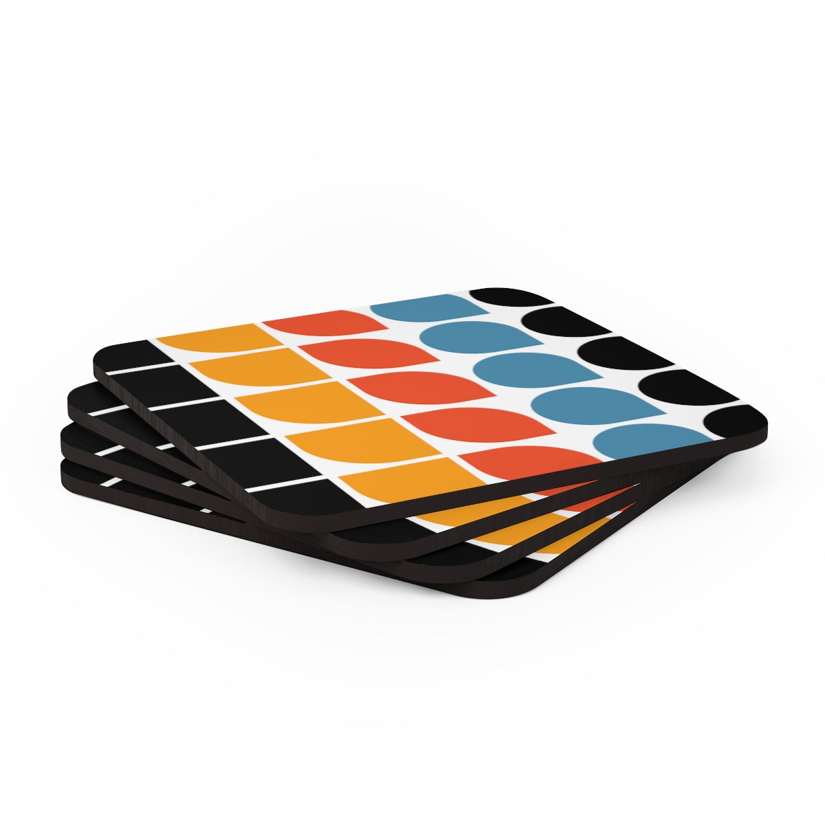 Geometric Colourful Bauhaus Cork Coasters Set of 4