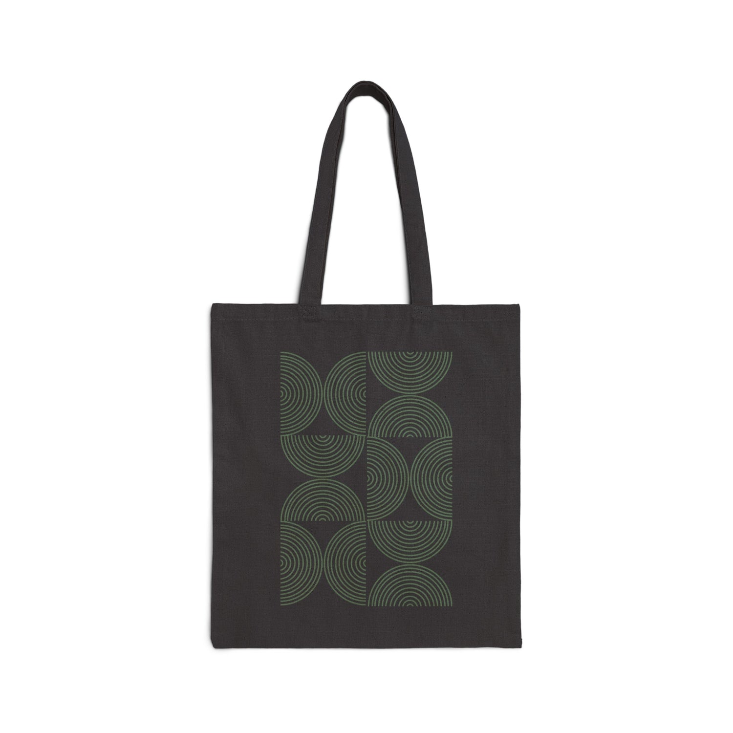 Front view of black Green Pattern Bauhaus Canvas Tote Bag