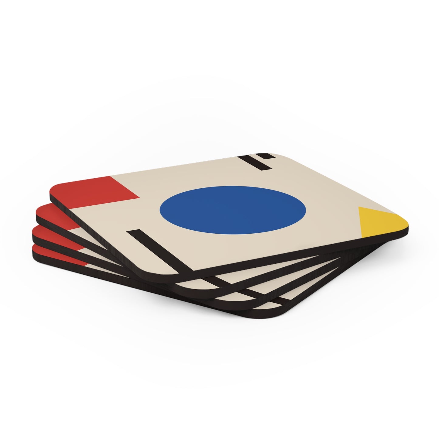 Block Shaped Bauhaus Cork Coasters Set of 4