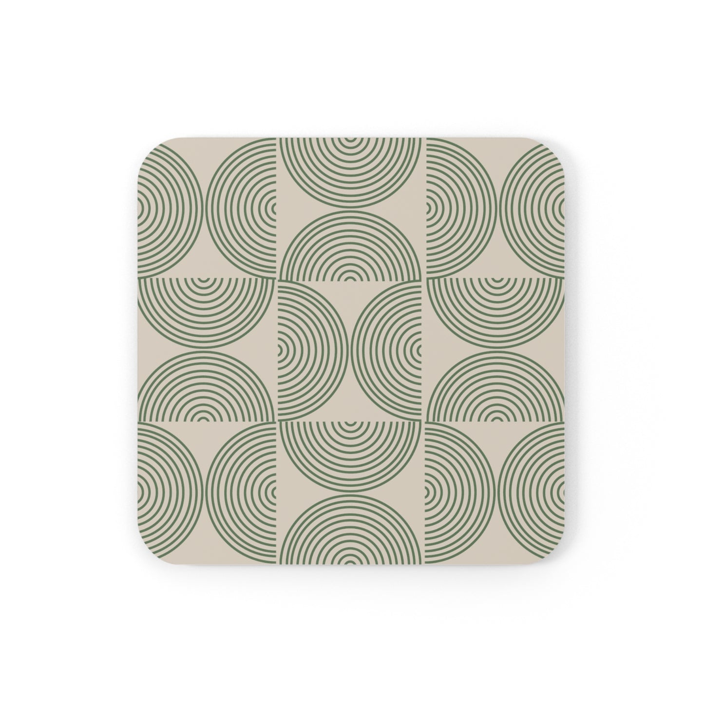 Green Pattern Bauhaus Cork Coaster