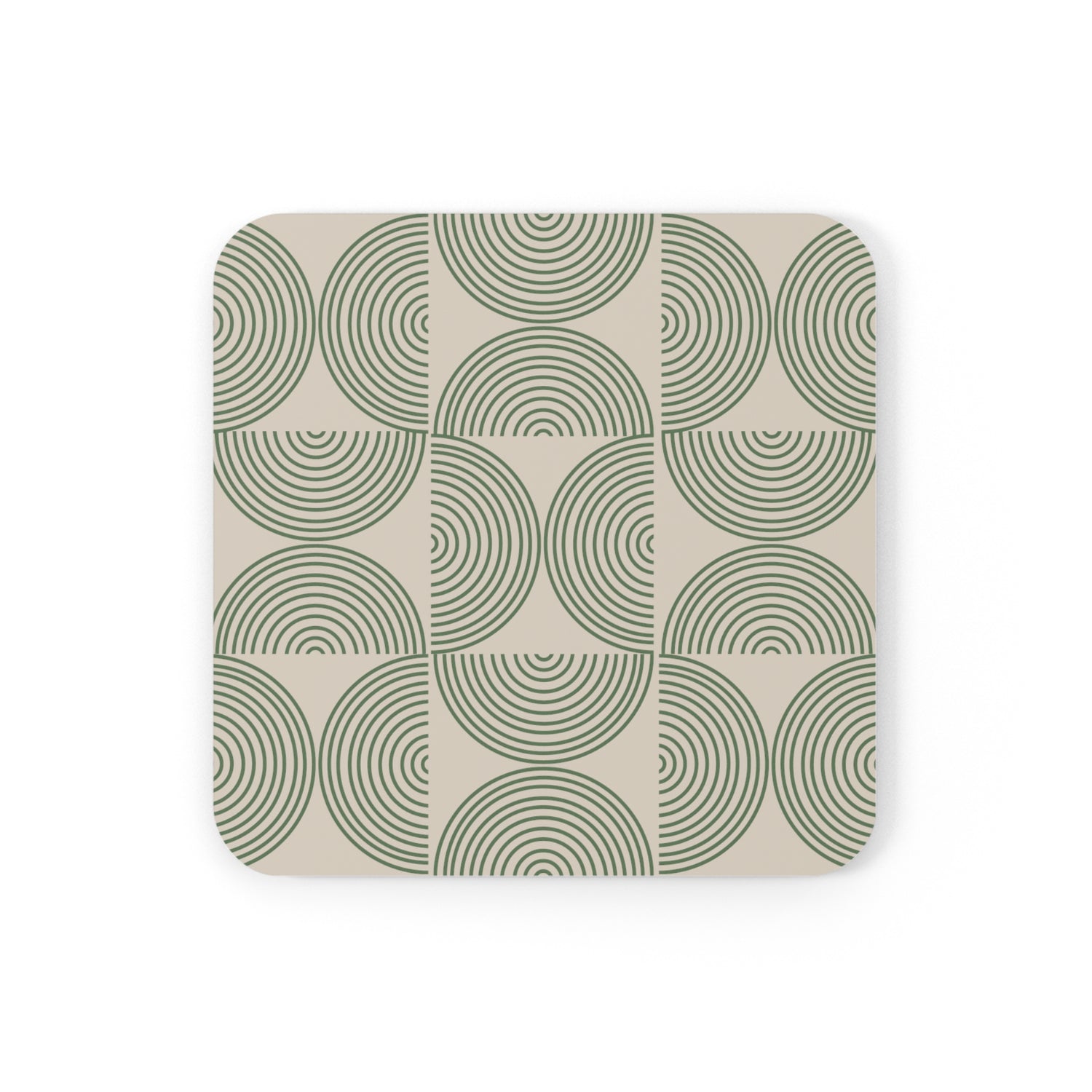 Green Pattern Bauhaus Cork Coaster