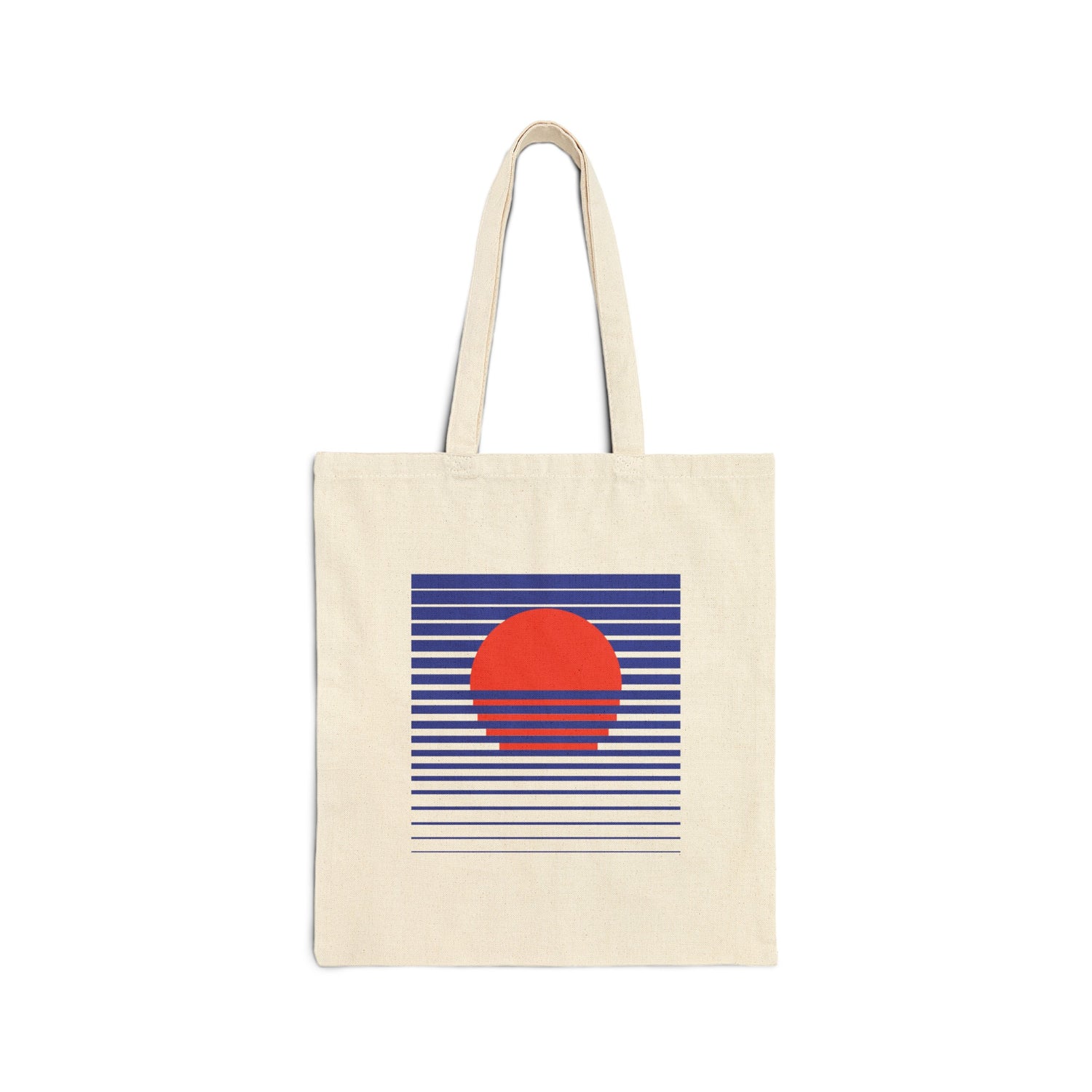 Natural Blue Horizon Bauhaus Canvas Tote Bag