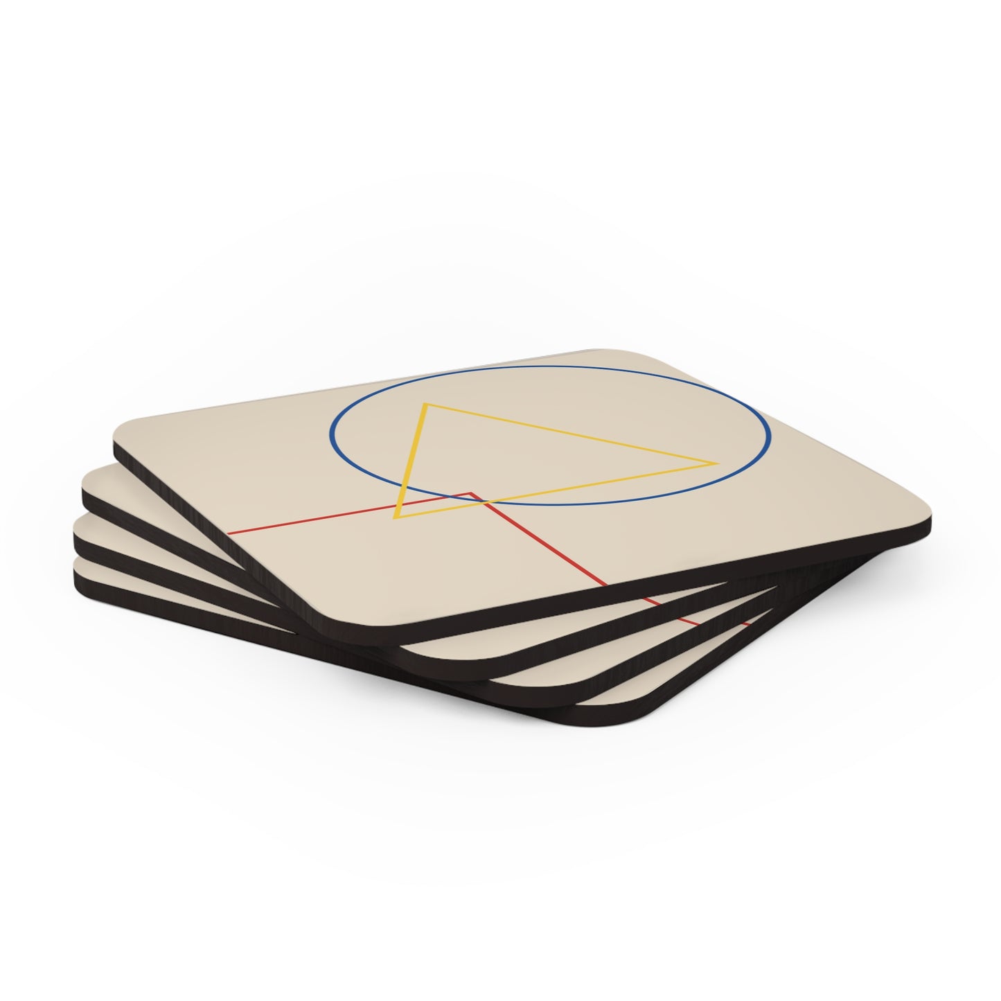 Minimalistic Lined Shape Bauhaus Cork Coasters Set of 4