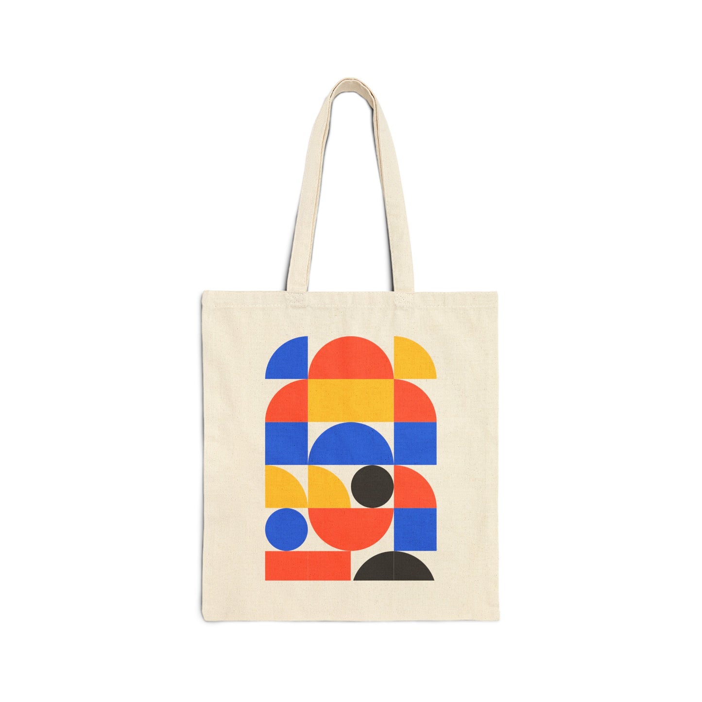 Front view of natural Abstract Colourful Bauhaus Canvas Tote Bag