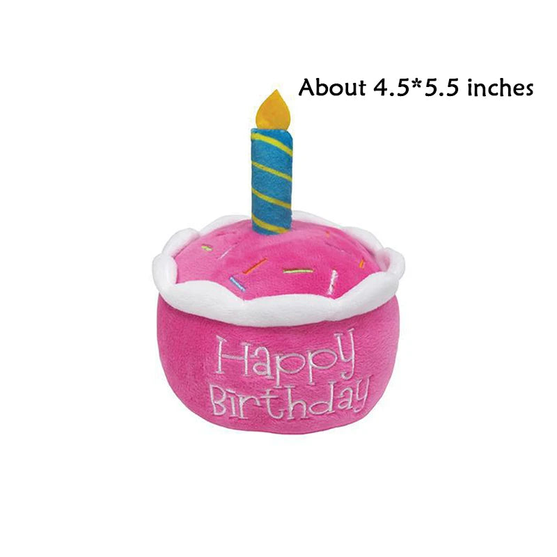 Birthday Dog Soft Toys - pink cupcake