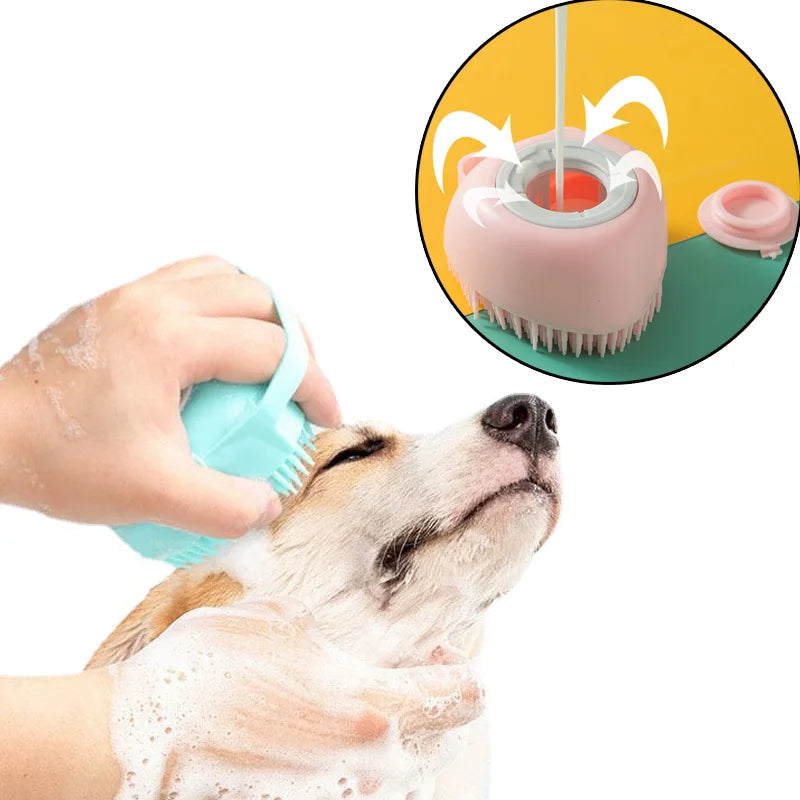 Pet Bath Brush in use