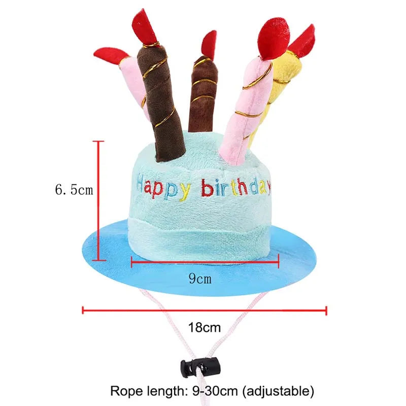 Birthday Dog Soft Toys - blue cupcake hat with 5 candles