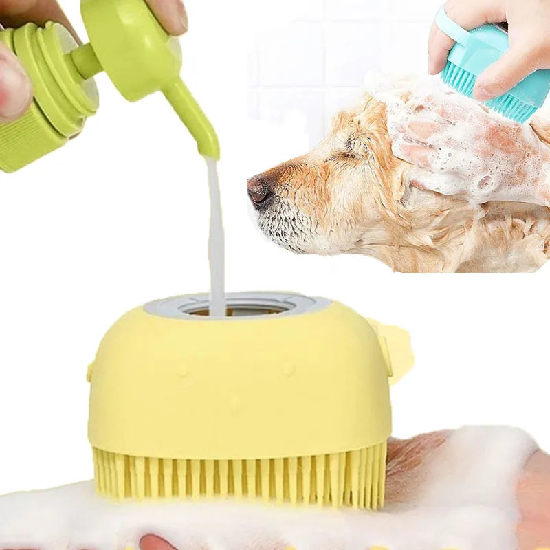 Pet Bath Brush in use