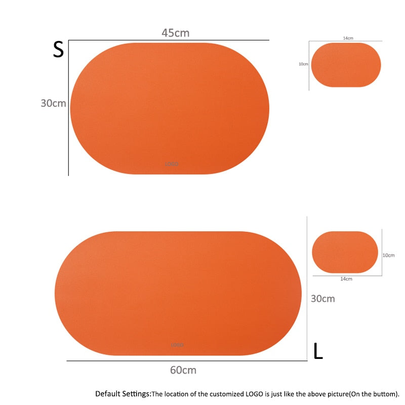 Dimensions of customised leather placemat