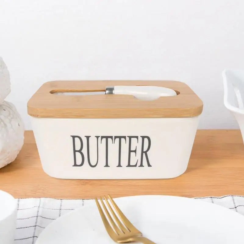 Butter Dish with Natural Porcelain Body