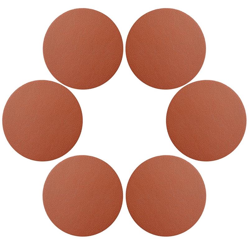 Brown faux leather coasters 