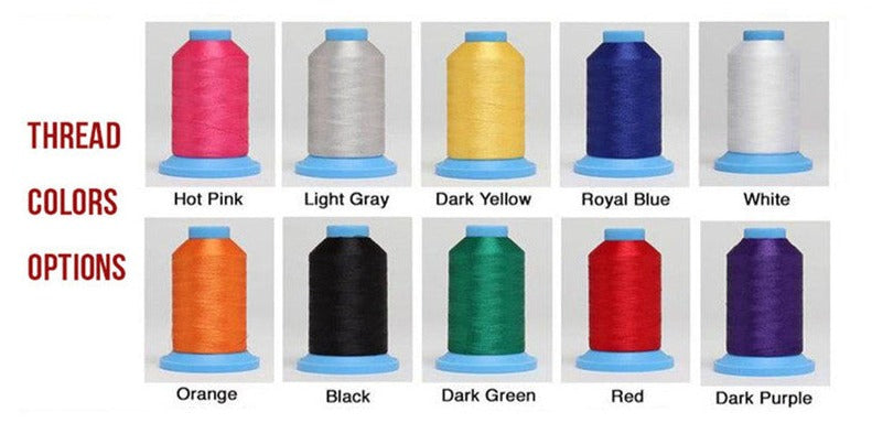 Thread colour that can be ordered for the custom makeup bag