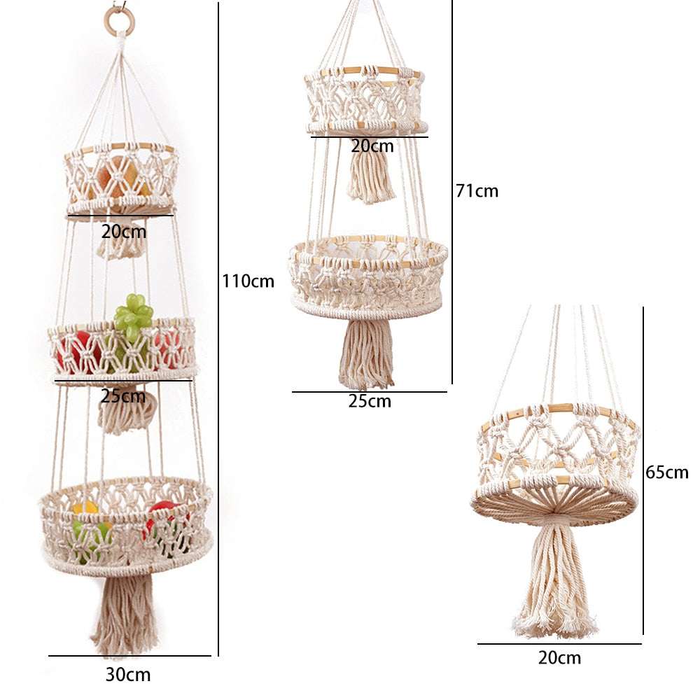 Dimensions of Macrame Hanging Baskets