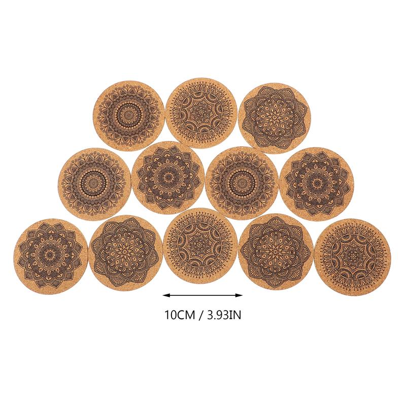 12 Mandala Cork Coasters with dimensions