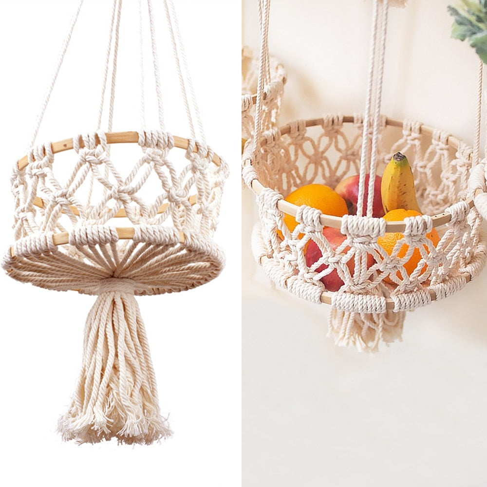 Single Macrame Hanging Basket