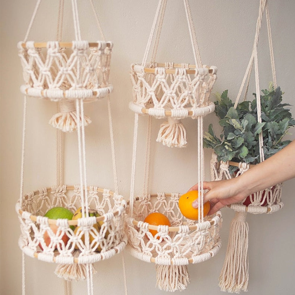 Multiple Macrame Hanging Baskets