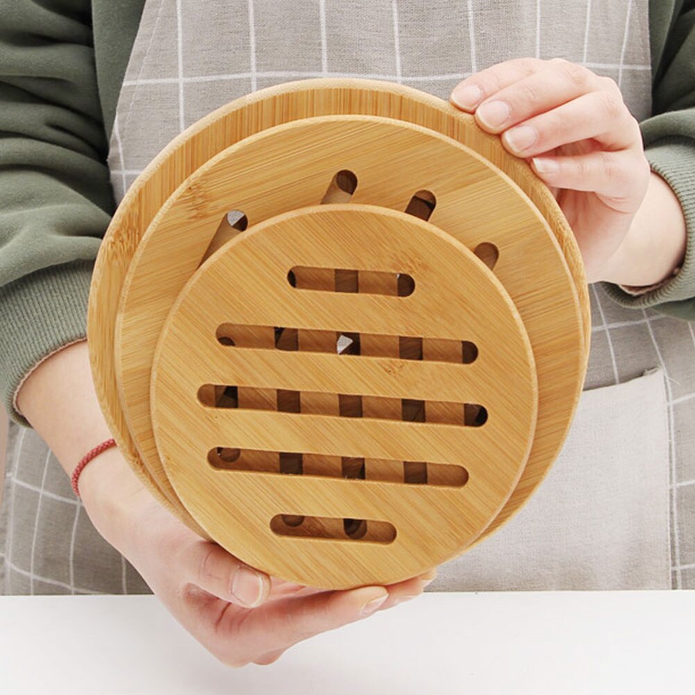 Multiple circle Non-Slip Heat Resistant Bamboo Dish Mats