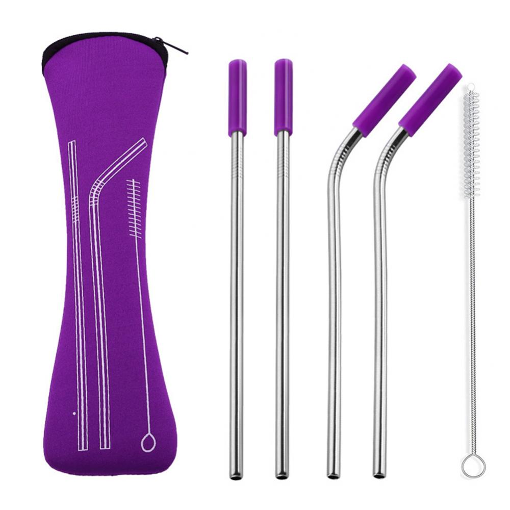 Purple Reusable Straw Set