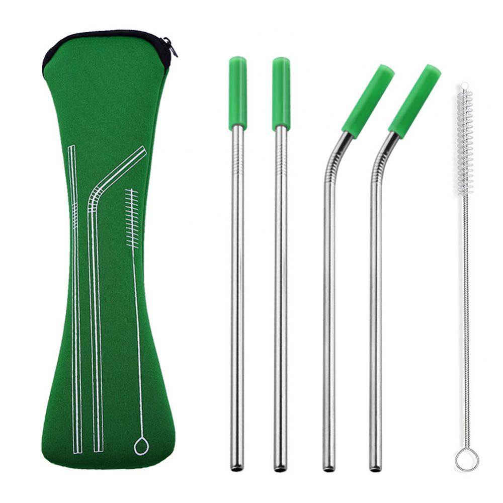 Green Reusable Straw Set