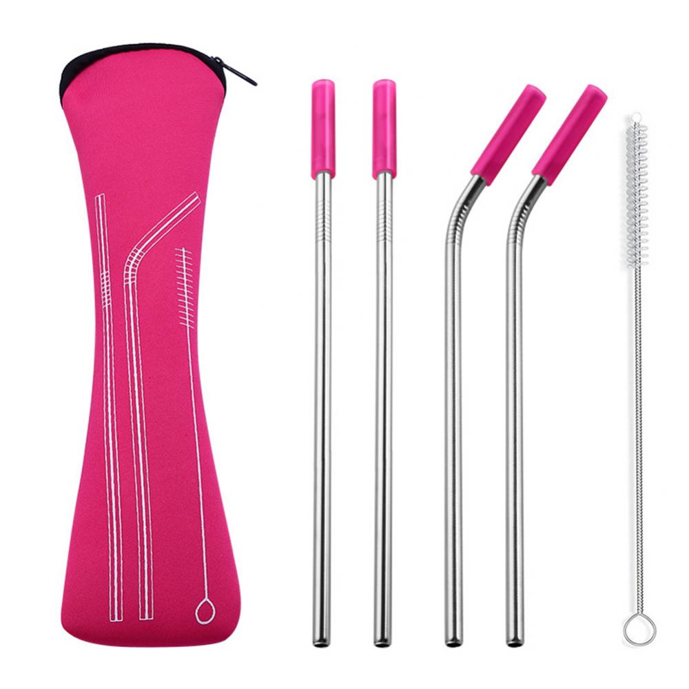 Pink Reusable Straw Set