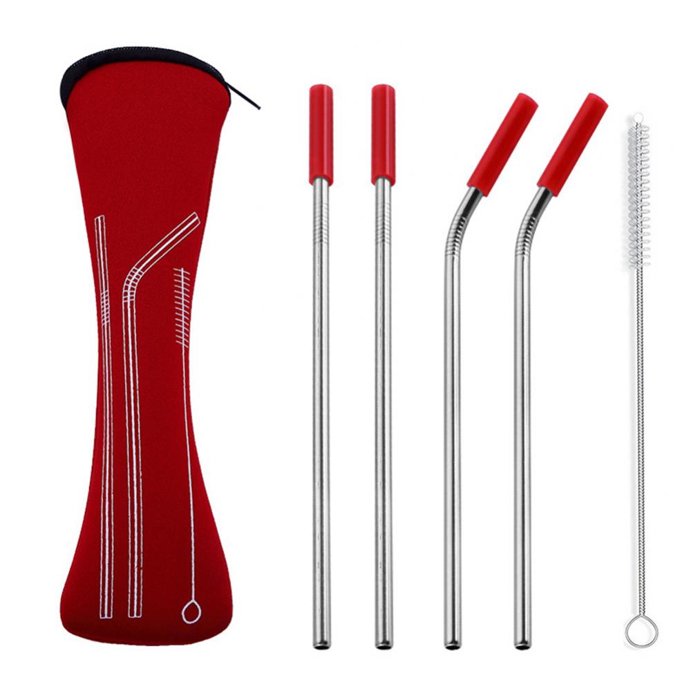 Red Reusable Straw Set