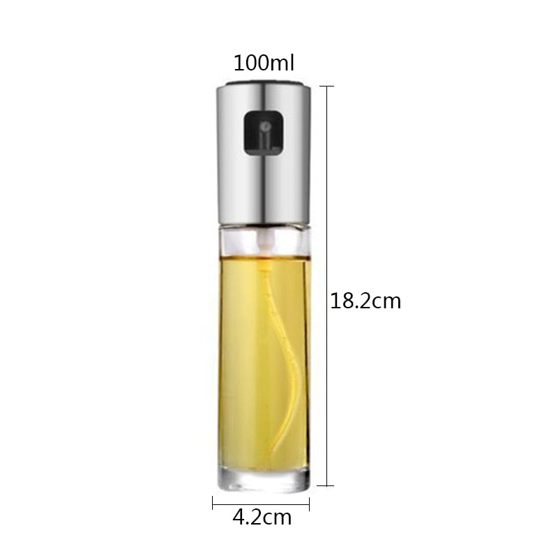 Measurements of the silver oil spray bottle