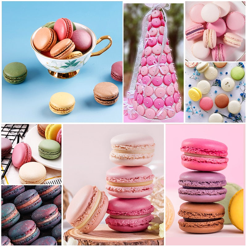 Lots of colourful macarons