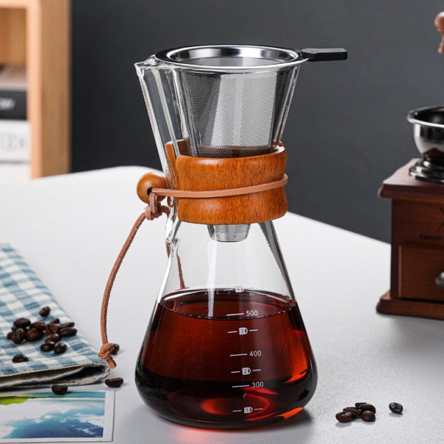 400ml pour over coffee maker with filter