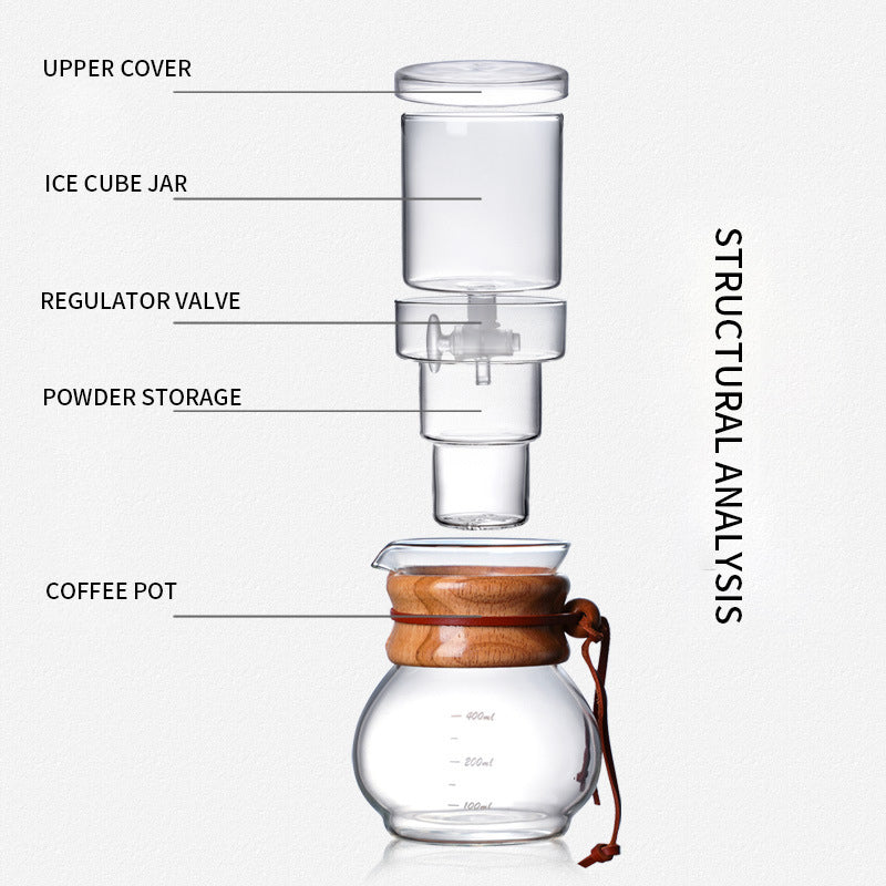 Cold Brew Ice Dripper Coffee Pot in parts