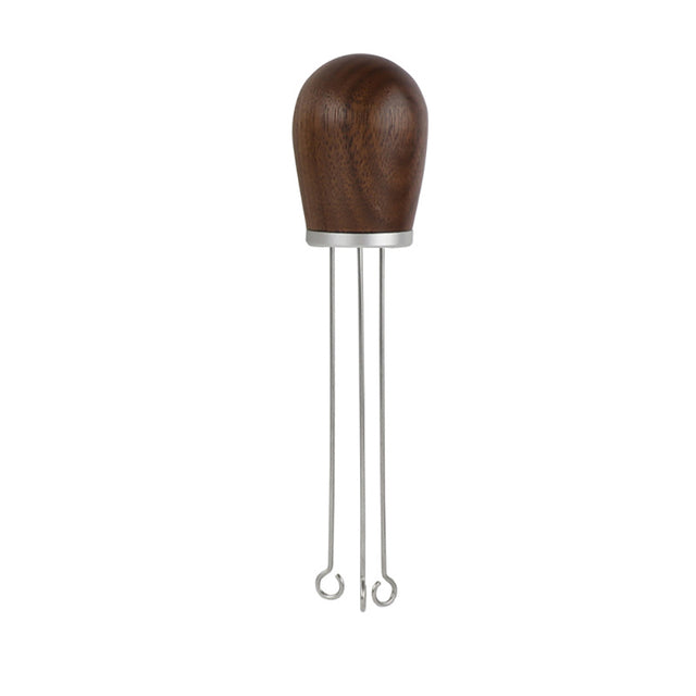 Walnut with silver handle  coffee needle distributor 