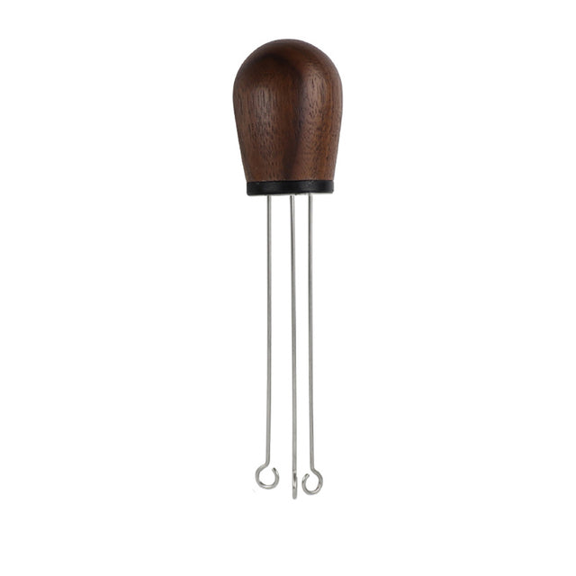 Walnut with black handle coffee needle distributor 