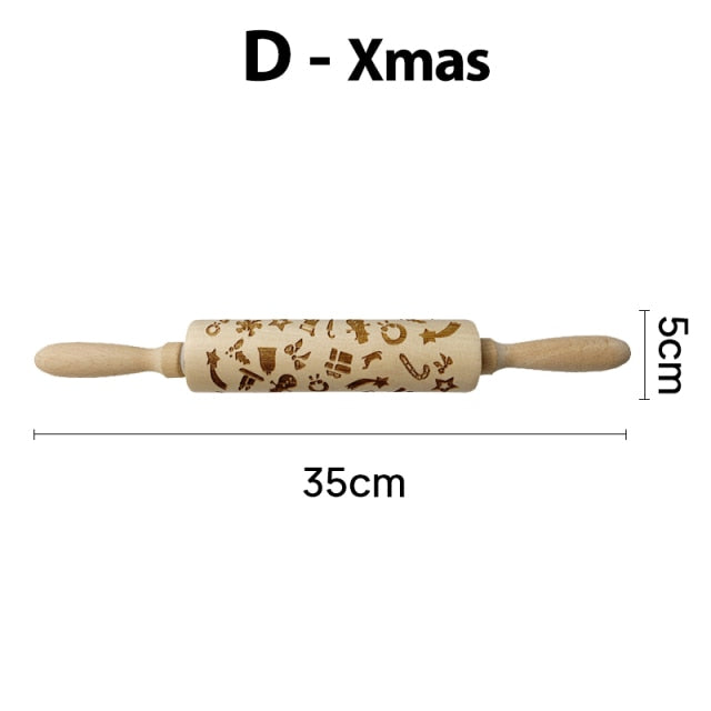 Christmas patterned embossed rolling pin