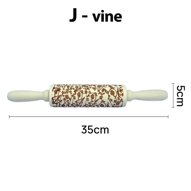 Vine patterned embossed rolling pin