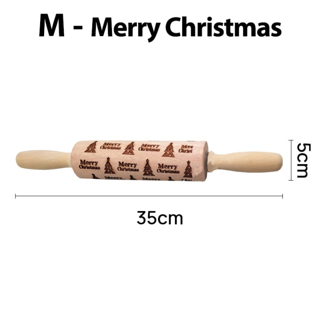 Christmas patterned embossed rolling pin