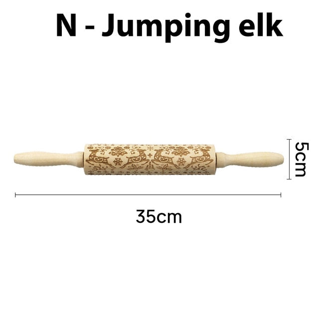 Elk patterned embossed rolling pin