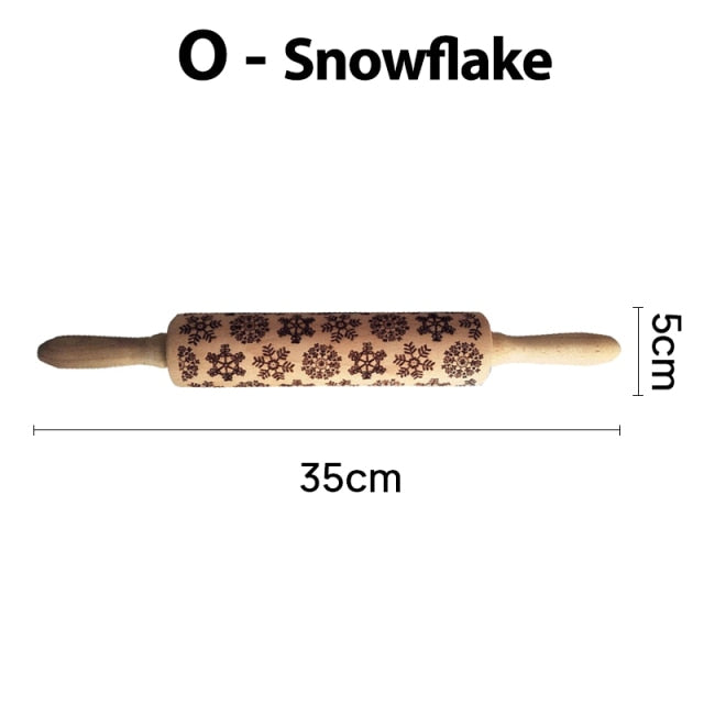 Snowflake patterned embossed rolling pin