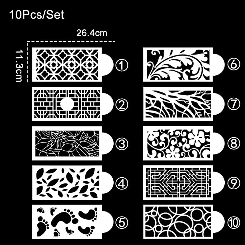 10 piece set of cake stencils