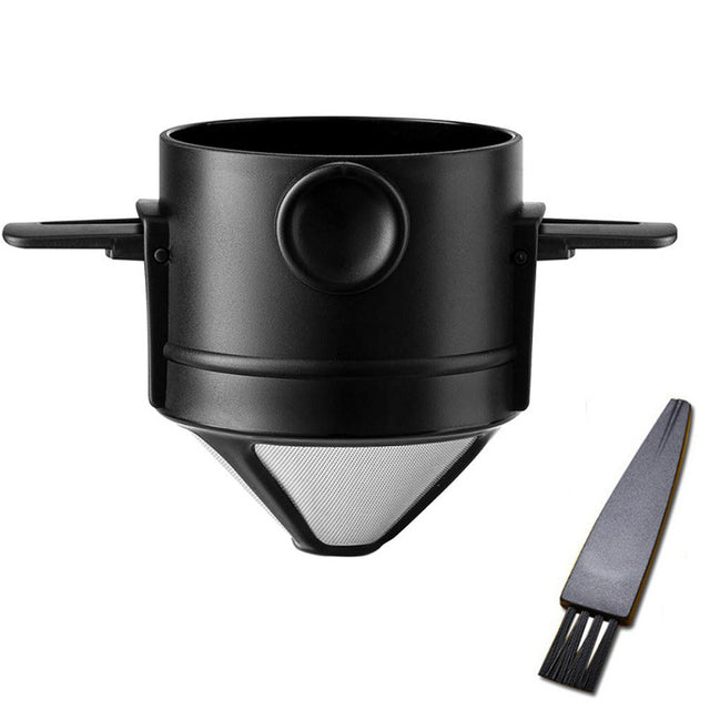 black paperless coffee filter with brush