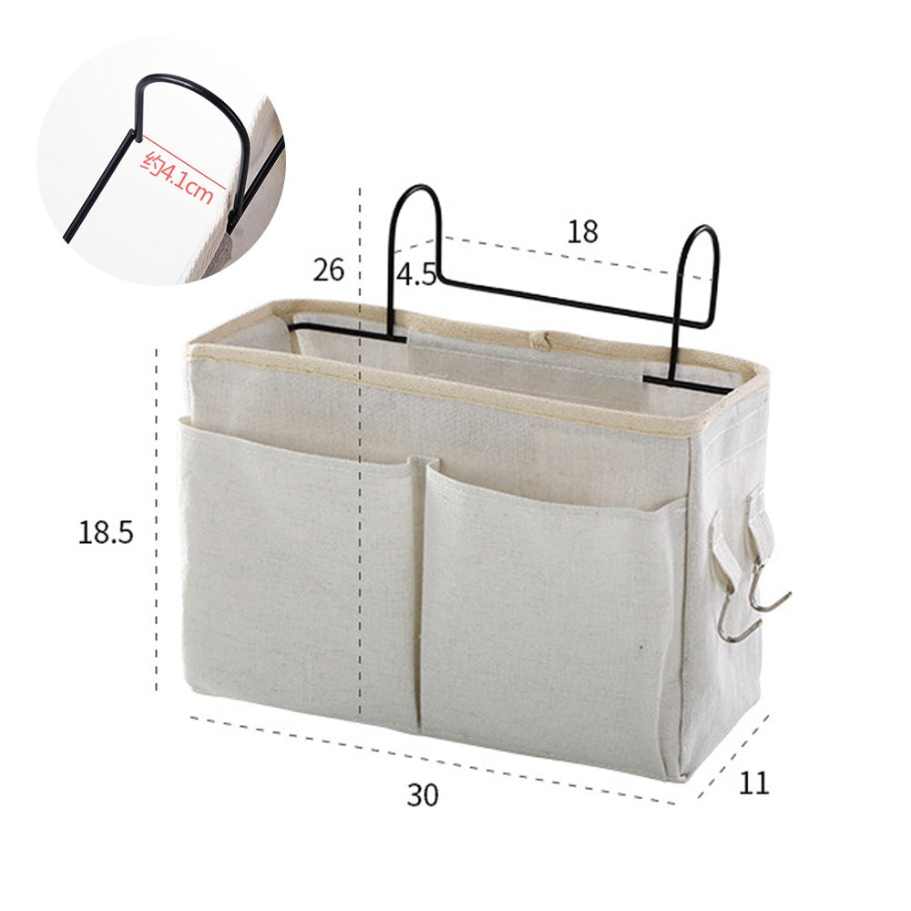 Dimensions of cream canvas bedside hanging storage bag